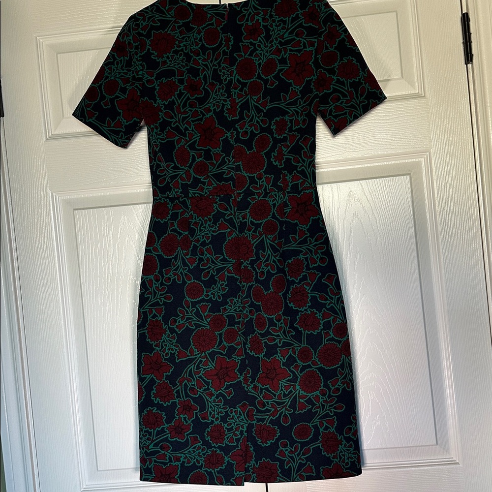 J .Crew Red Floral Short Sleeve Sheath Pencil Knee Length Dress, XS - Picture 4 of 14